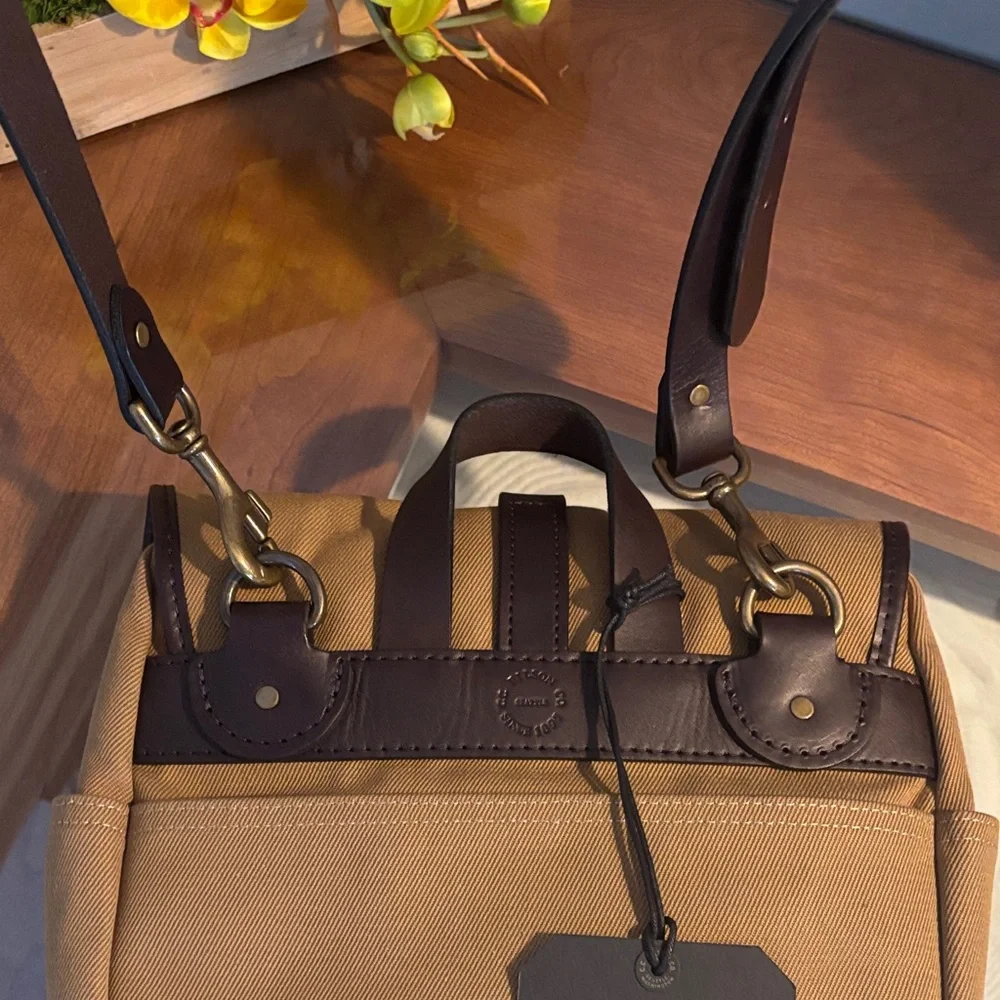 Filson Tan Canvas Field Bag with Leather Accents - Picture 14 of 16